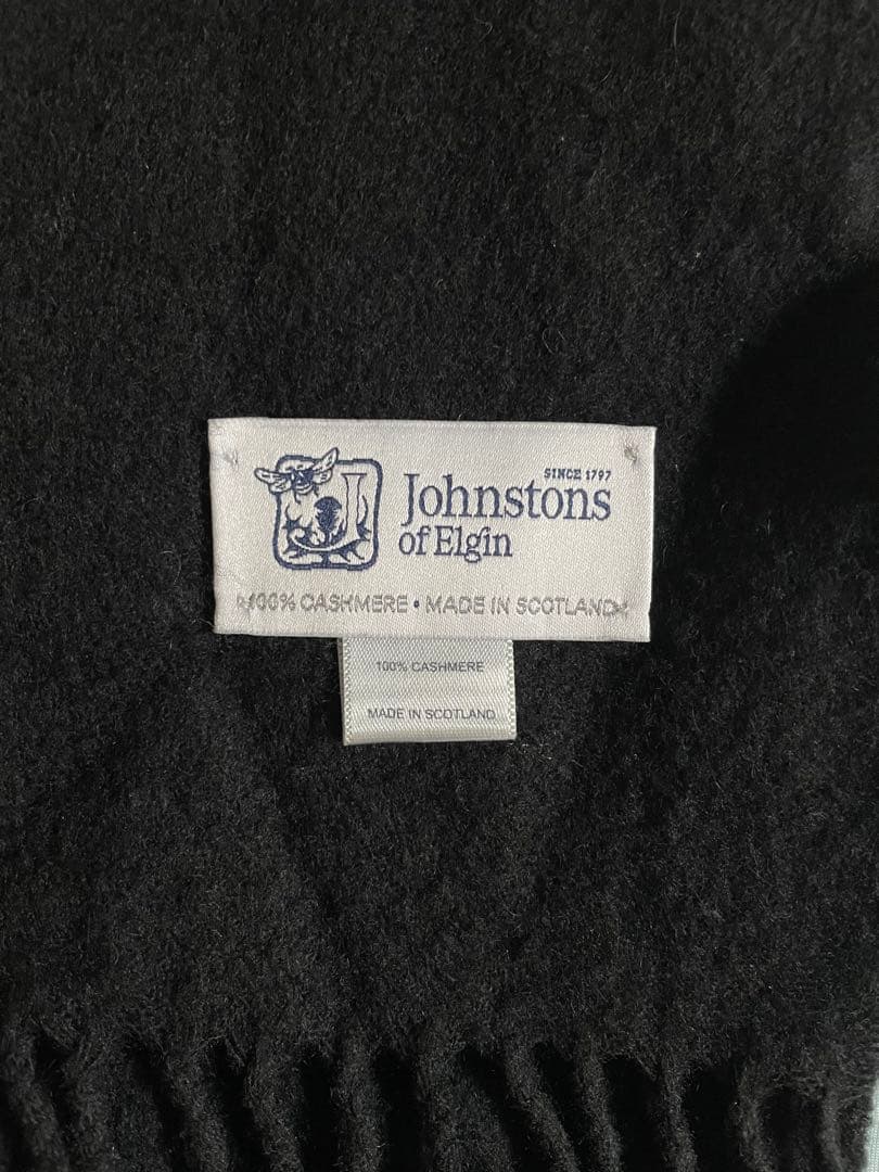 Johnstons of Elgin カシミヤ中判マフラー ブラック