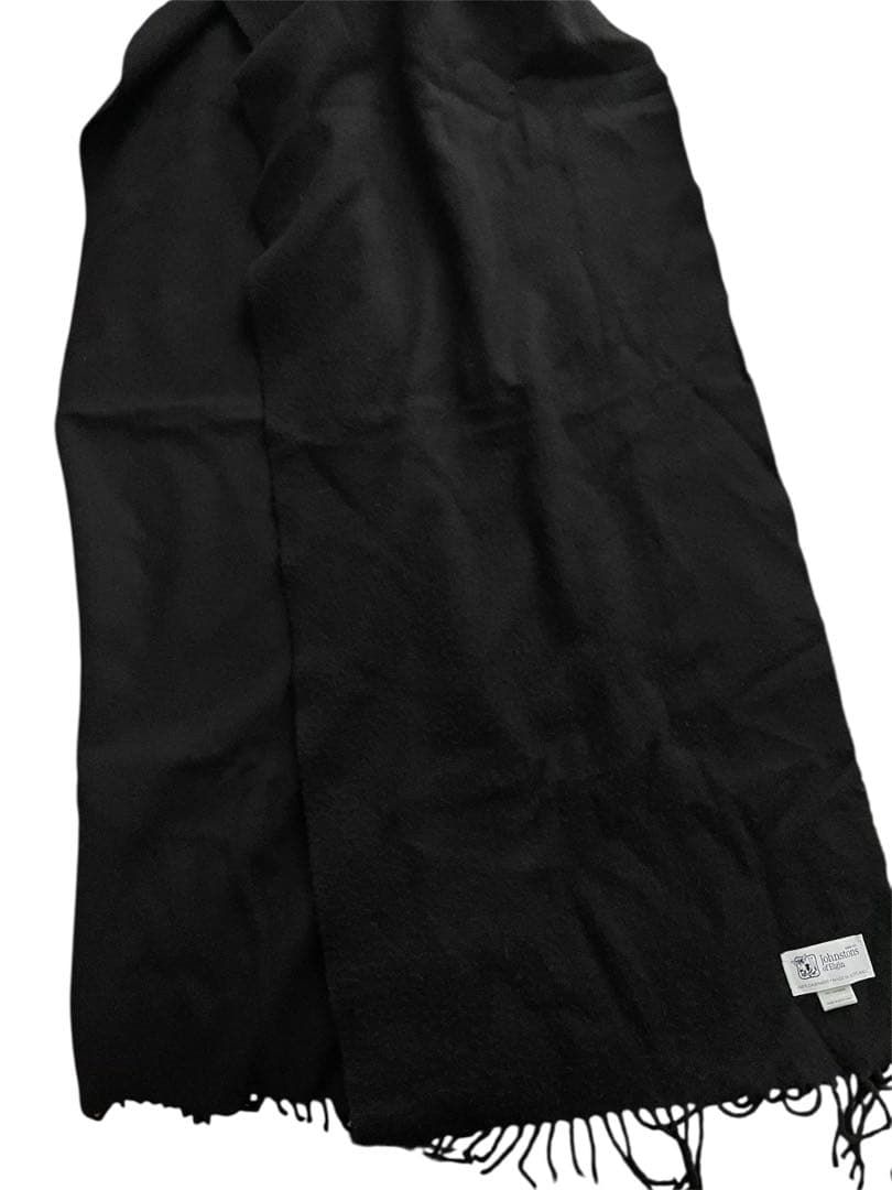 Johnstons of Elgin カシミヤ中判マフラー ブラック