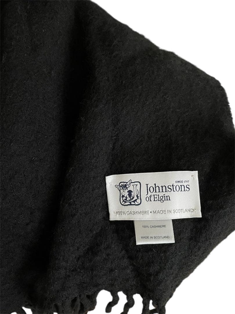 Johnstons of Elgin カシミヤ中判マフラー ブラック