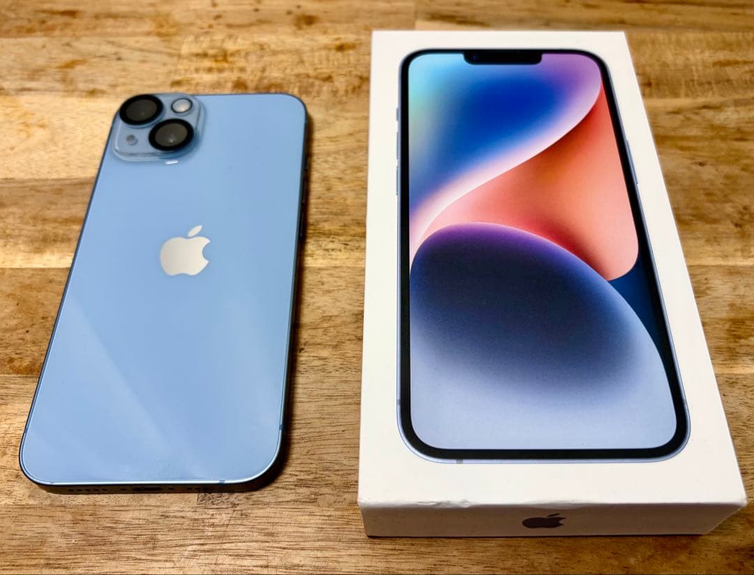 iPhone 14 本体 ブルー 128GB SIMフリー　【画面割れ有】