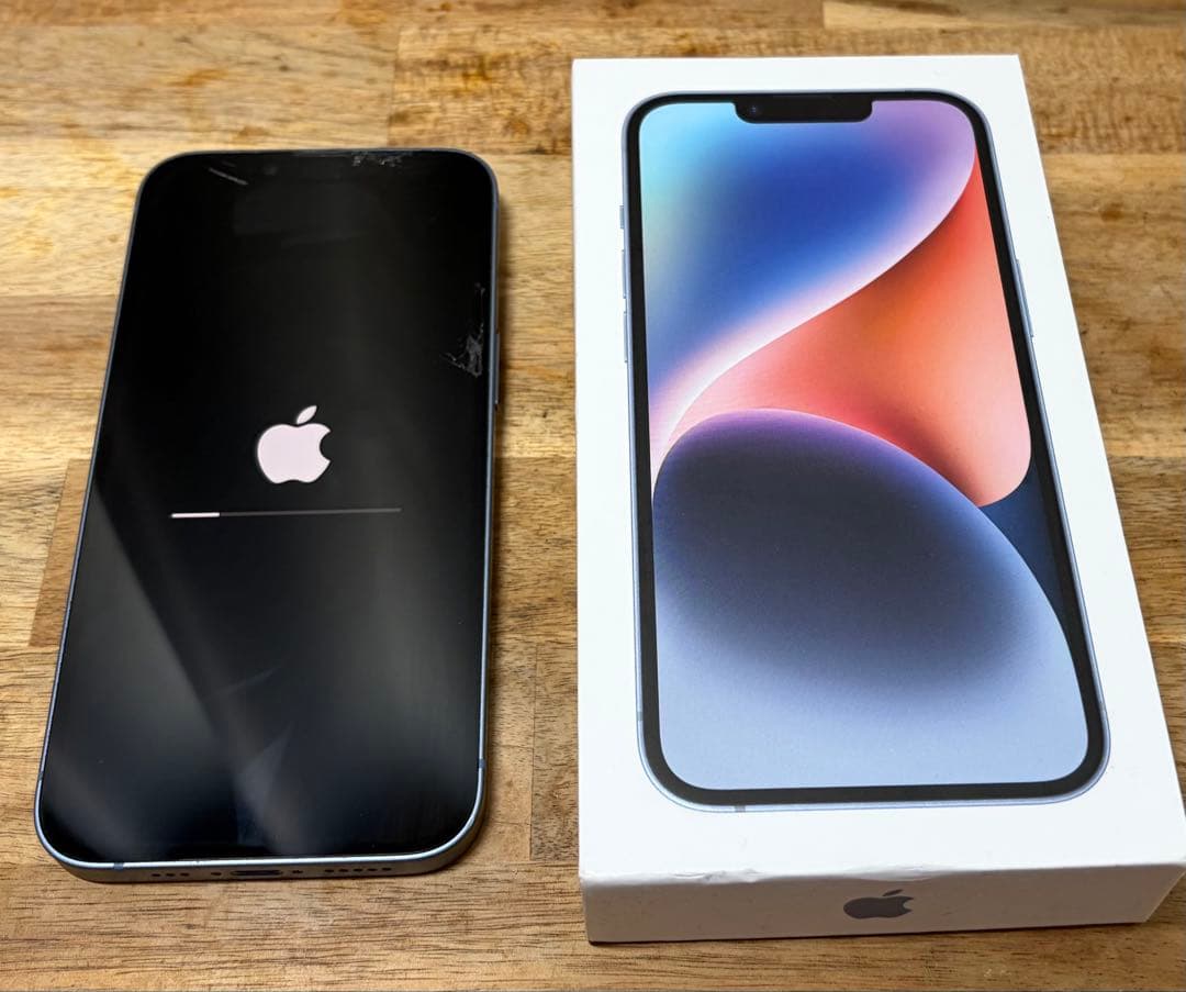 iPhone 14 本体 ブルー 128GB SIMフリー　【画面割れ有】