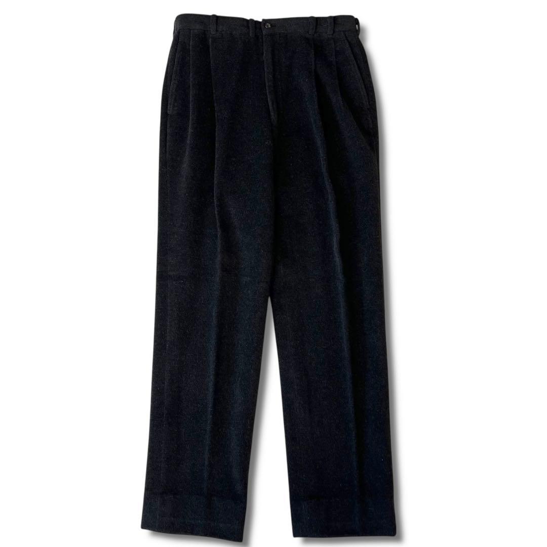 美品 PAPAS アンゴラ ウール 2B セットアップ スーツ L ブラック