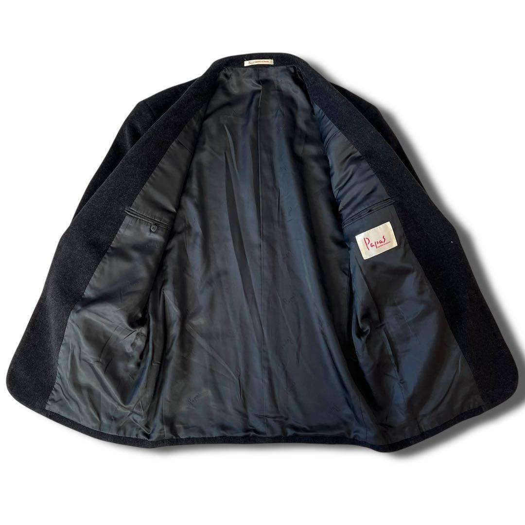 美品 PAPAS アンゴラ ウール 2B セットアップ スーツ L ブラック