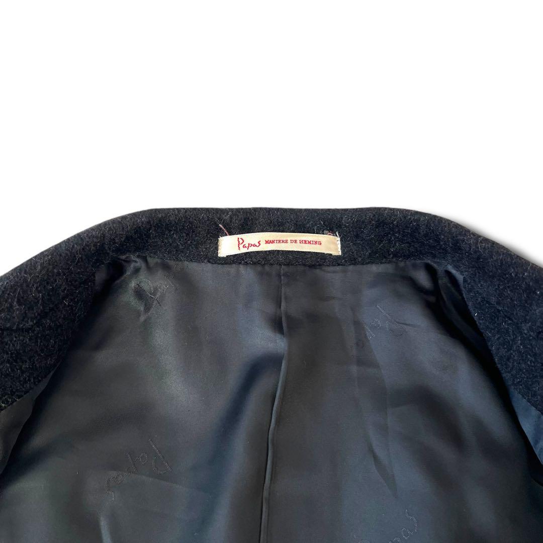 美品 PAPAS アンゴラ ウール 2B セットアップ スーツ L ブラック