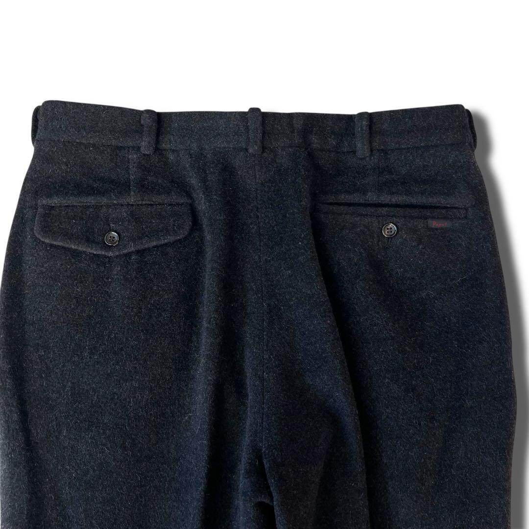 美品 PAPAS アンゴラ ウール 2B セットアップ スーツ L ブラック