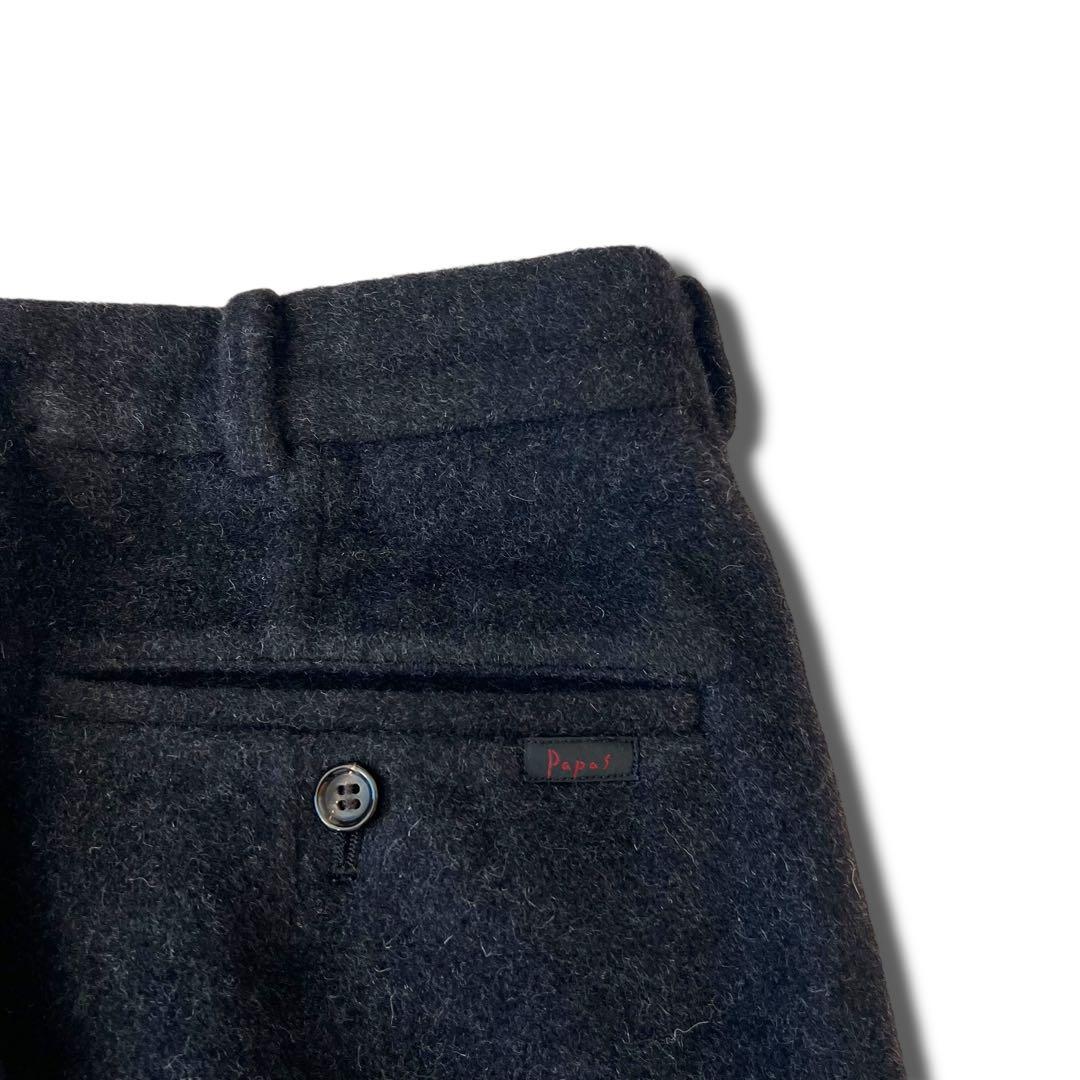 美品 PAPAS アンゴラ ウール 2B セットアップ スーツ L ブラック