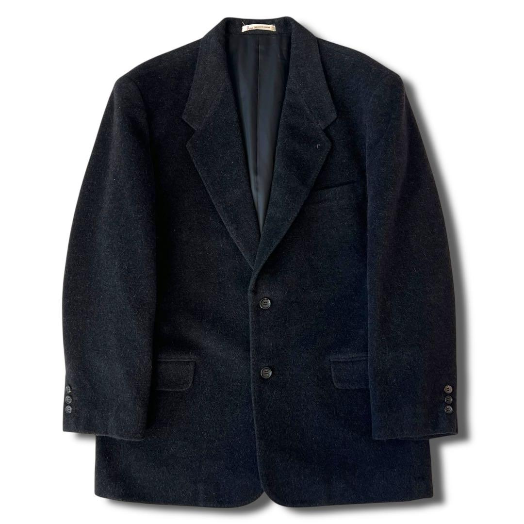 美品 PAPAS アンゴラ ウール 2B セットアップ スーツ L ブラック