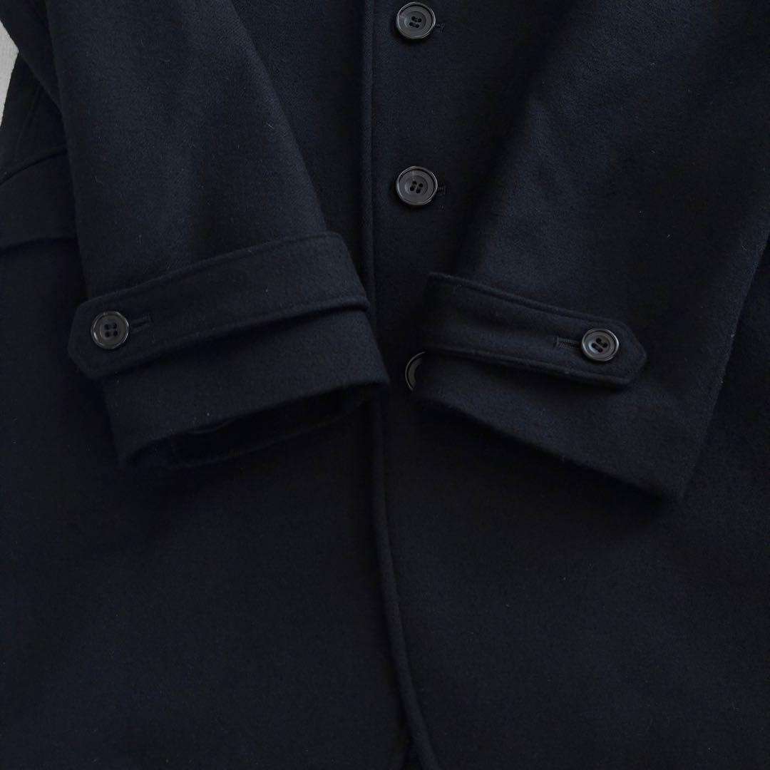 ラウンジリザード ロングコート L 黒 ウール チェスター 希少