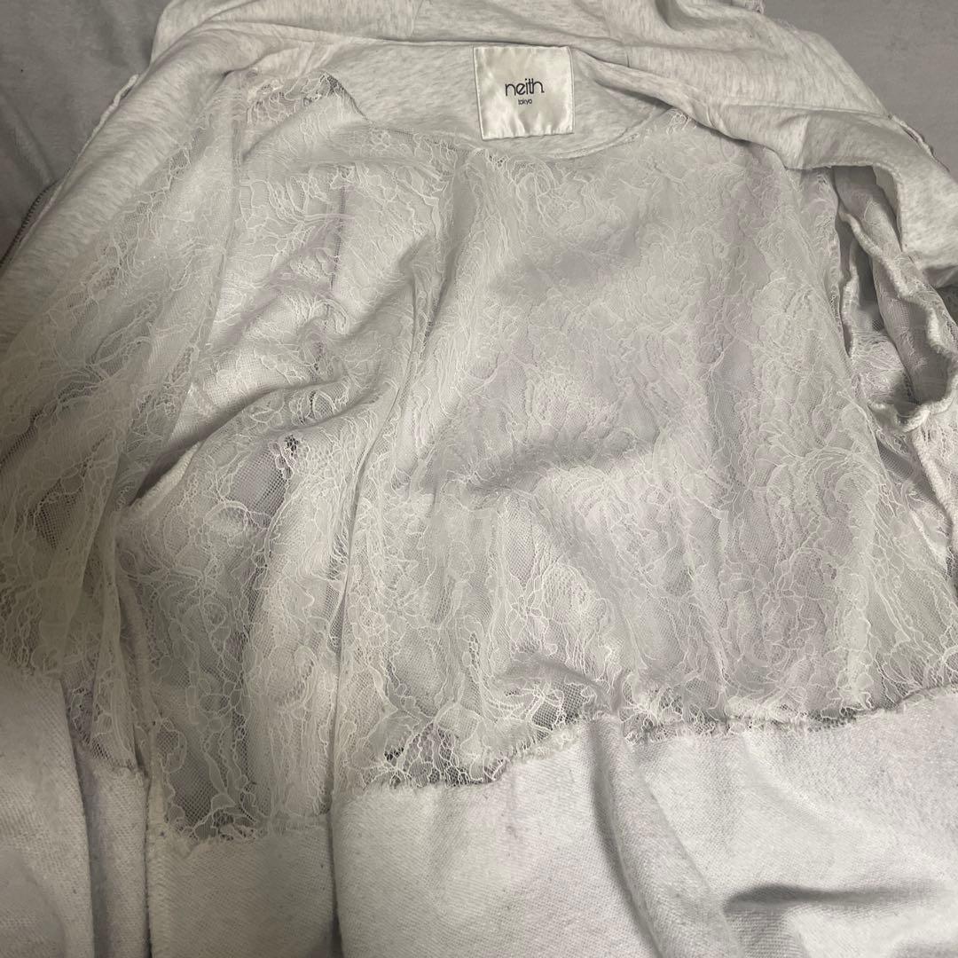 【neith. 】Layered Crush Hoodie(Gray)