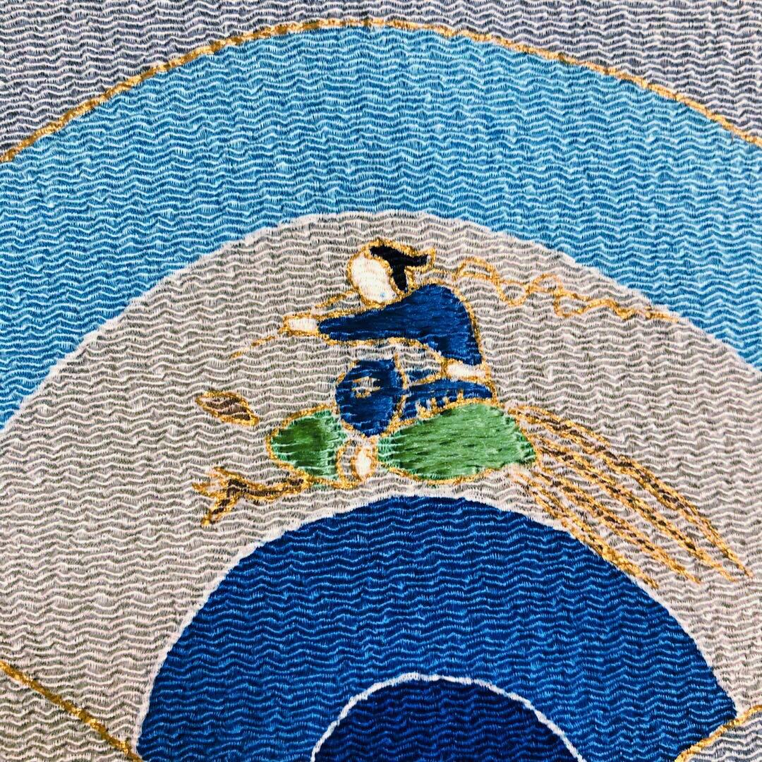 【お値打　長尺】名古屋帯　下村玉廣　昔話　鬼縮緬　帯丈400cm 帯幅31cm