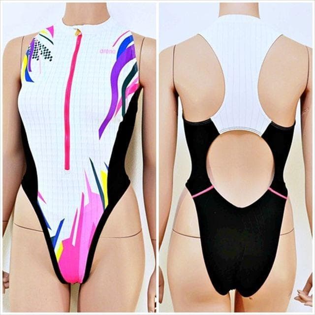 a*9様 SE3-Y01☆ハイカット小尻競泳水着 L スピード感のあるグラフィッ