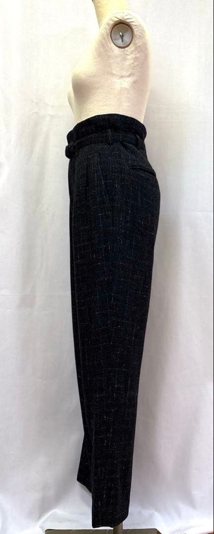 フミカウチダ　ハイウェストパンツ　ベルト付き　ウールツィードパンツ　サイズ38