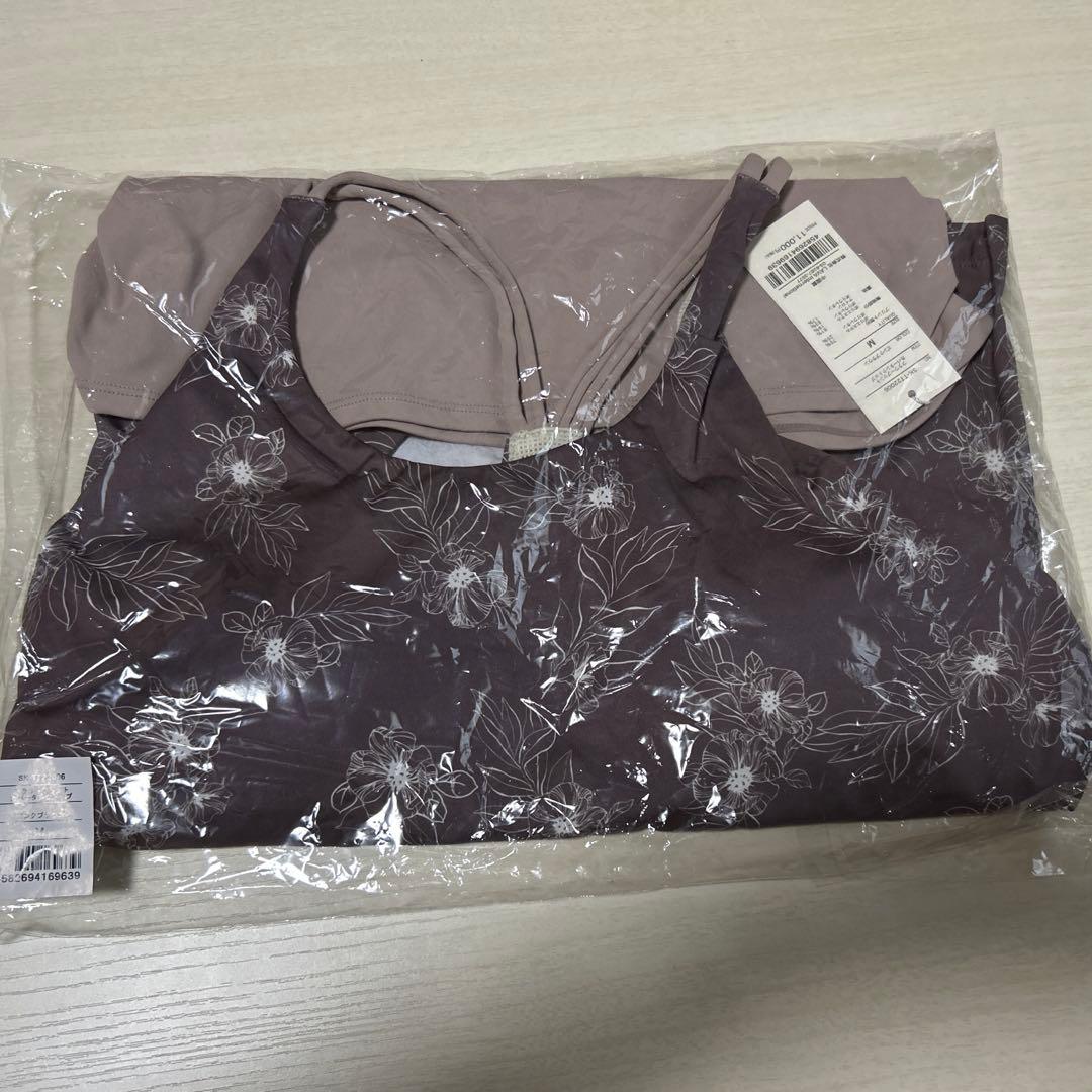 【SUKALA】フラワープリントカバータンクトップ　ピンクブラウン　Mサイズ