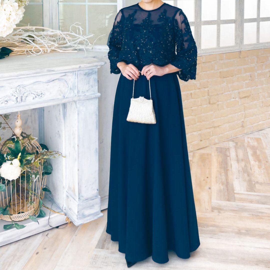 ✨️マザーズドレス TWEED DONNA ネイビー 11号　母親　結婚式