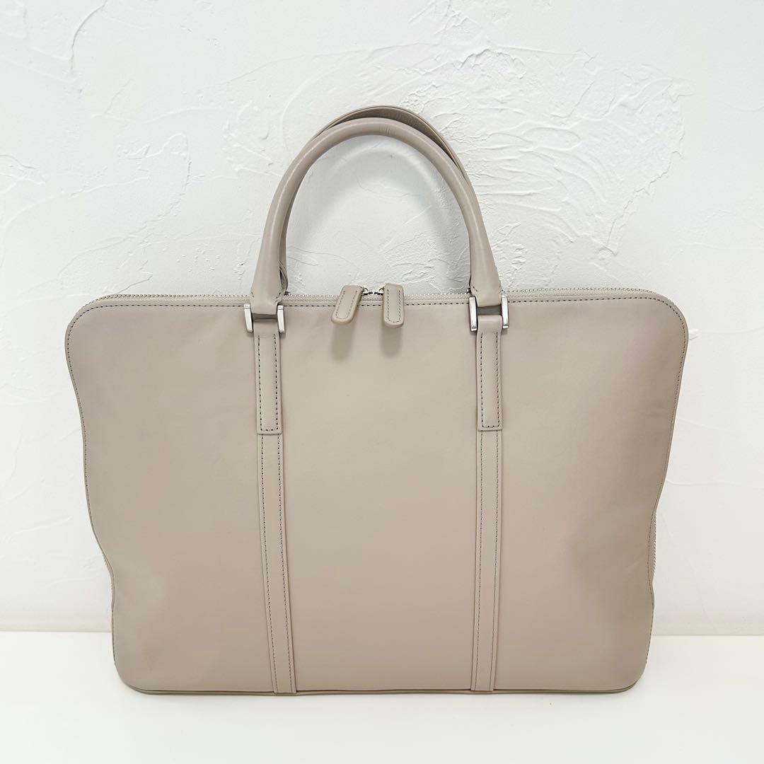 【新品未使用】スリムビジネスバッグ ビジネスレザーファクトリー 牛本革 ベージュ