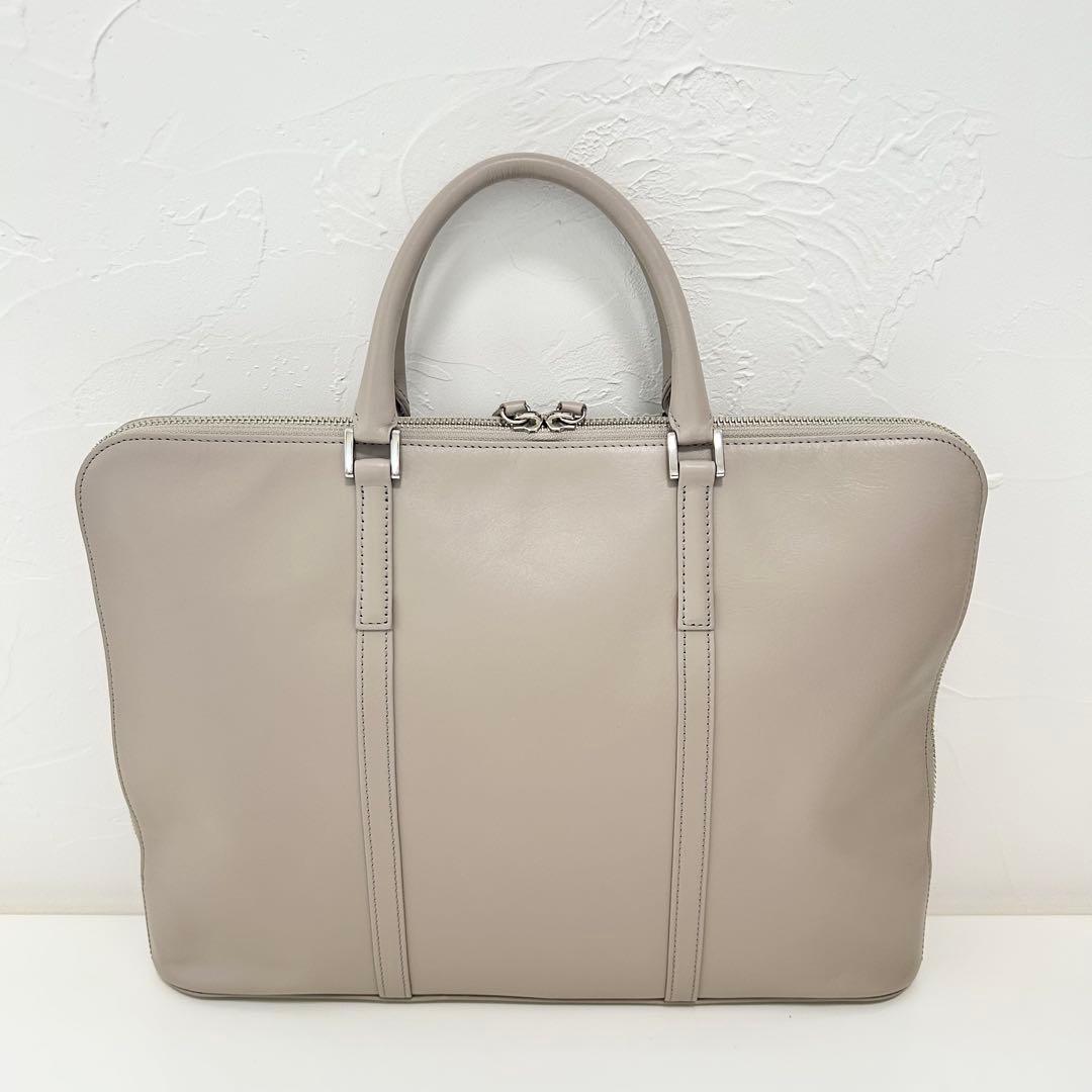 【新品未使用】スリムビジネスバッグ ビジネスレザーファクトリー 牛本革 ベージュ