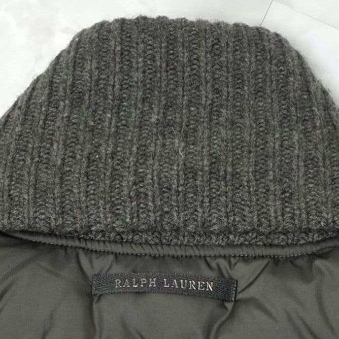 限定価格 ラルフローレン ダウンベスト カシミヤ混 ニットリブ ショールカラー