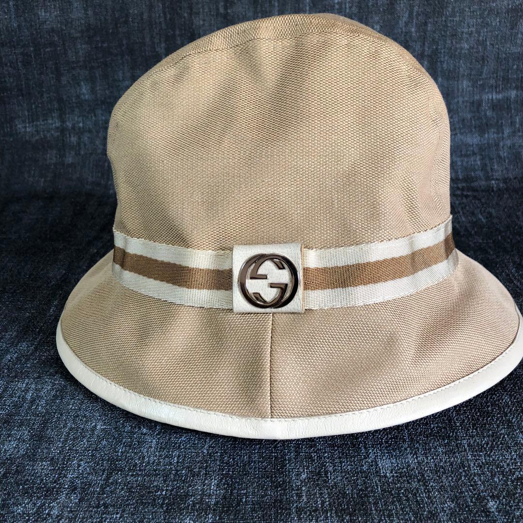 ☆美品☆ GUCCI グッチ バケット ハット インターロッキング L ベージュ