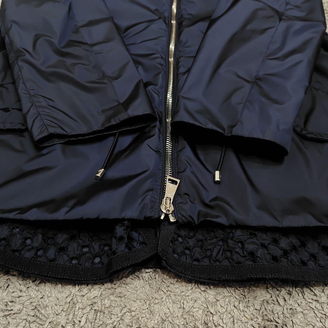 モンクレール Lotus スプリングコート フリル レース レディース ネイビー