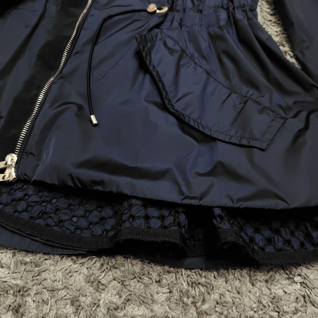 モンクレール Lotus スプリングコート フリル レース レディース ネイビー