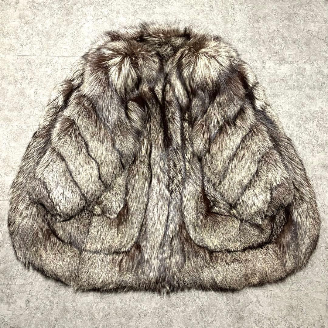 【美品】シルバーフォックス　毛皮　ファーコート ボリューム　毛並み◎　 L