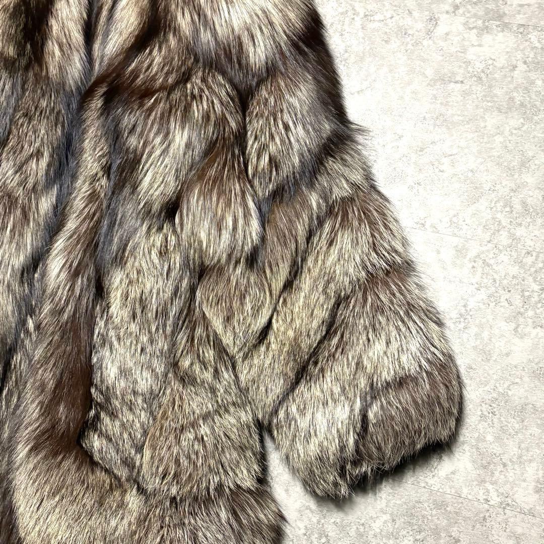 【美品】シルバーフォックス　毛皮　ファーコート ボリューム　毛並み◎　 L