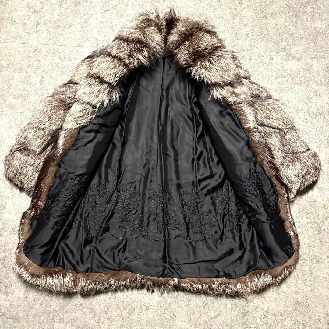 【美品】シルバーフォックス　毛皮　ファーコート ボリューム　毛並み◎　 L