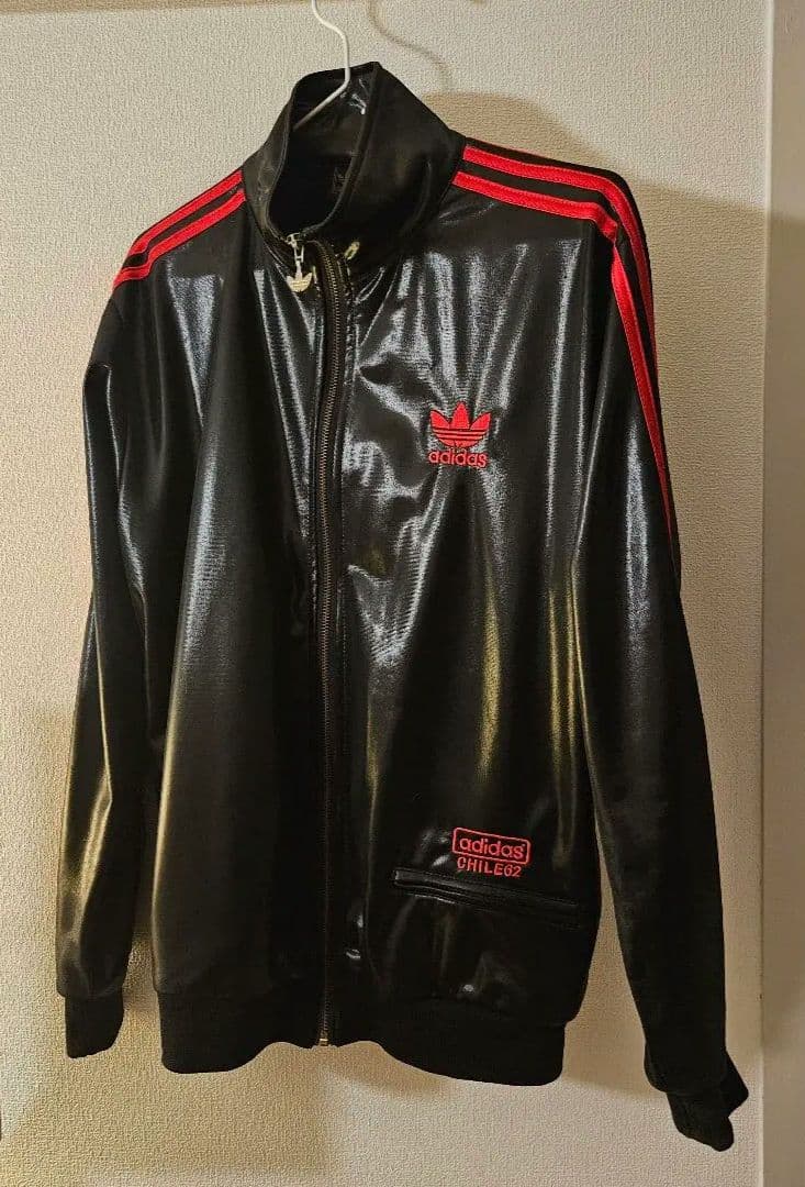 adidas CHILE62 ジャージ 上下セット L ブラック レッド 光沢
