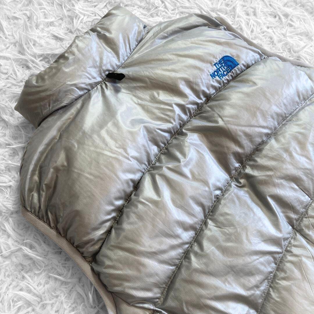 THE NORTH FACE アコンガグア ロゴ 刺繍 ダウン ベストＬ グレー