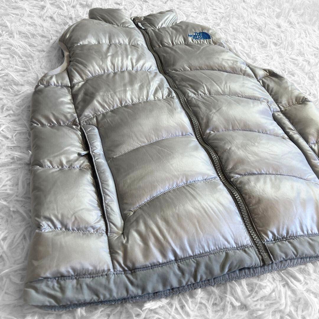 THE NORTH FACE アコンガグア ロゴ 刺繍 ダウン ベストＬ グレー