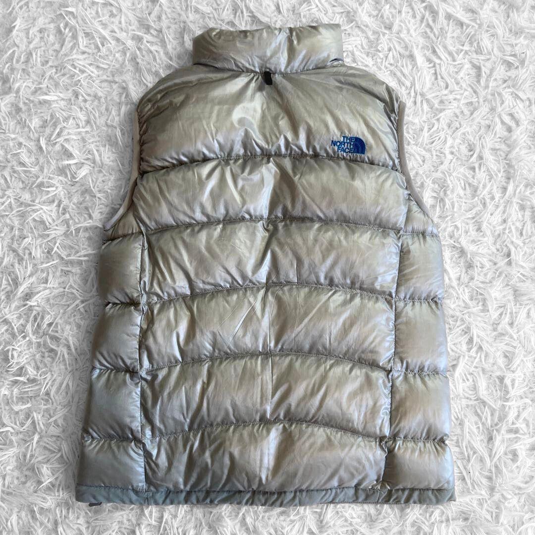 THE NORTH FACE アコンガグア ロゴ 刺繍 ダウン ベストＬ グレー