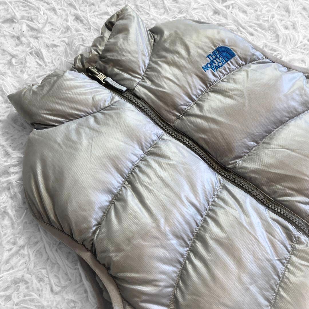 THE NORTH FACE アコンガグア ロゴ 刺繍 ダウン ベストＬ グレー