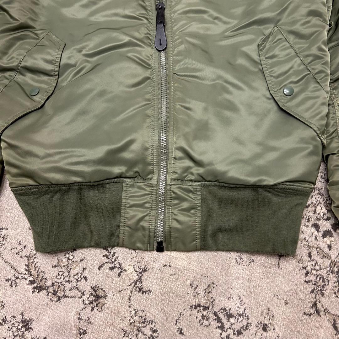 ALPHA アルファ MA-1 フライトジャケット グリーン 刺繍 ワッペン L