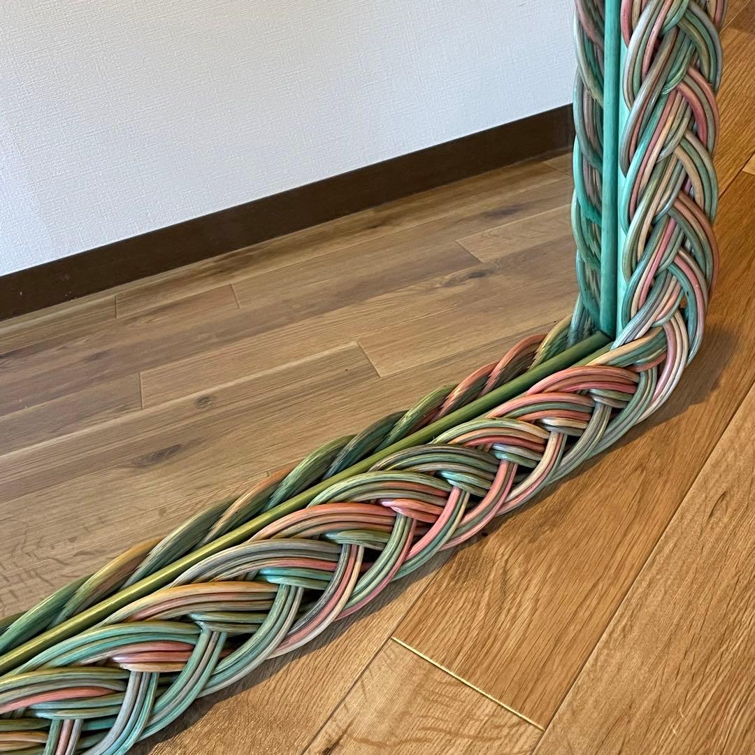 【ヴィンテージ】✴︎特大ラタンの壁掛けミラー✴︎