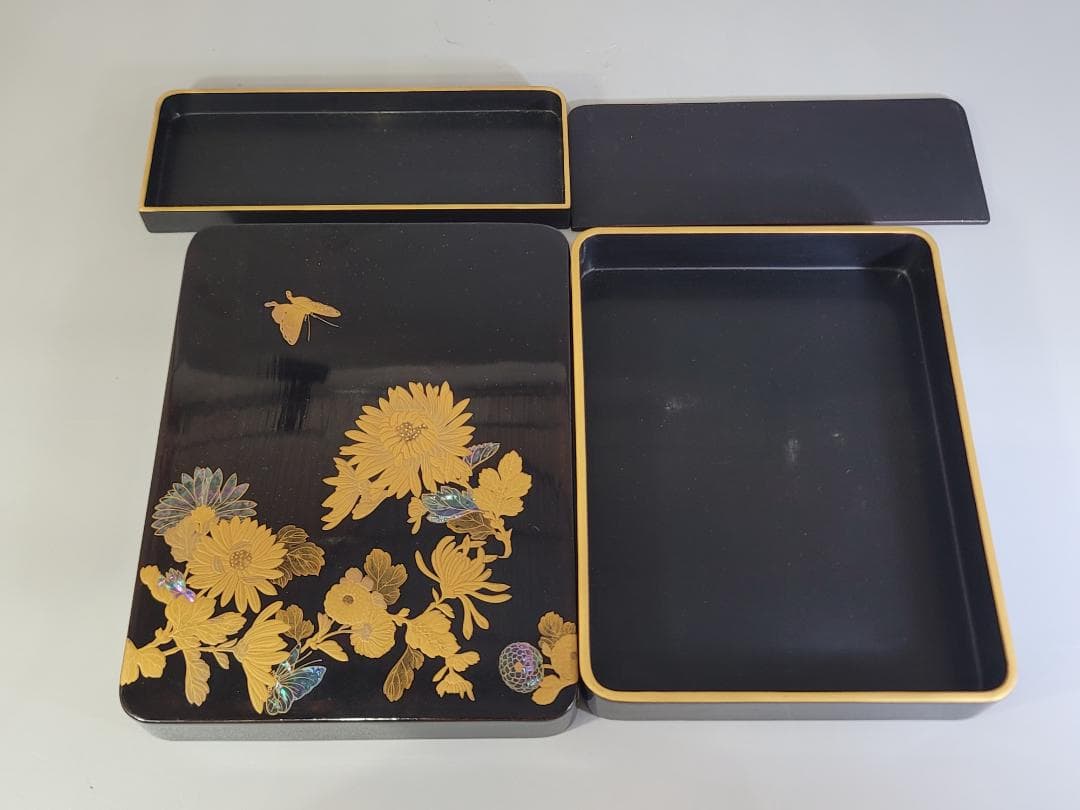 古美術 花蝶蒔絵 箱 美品