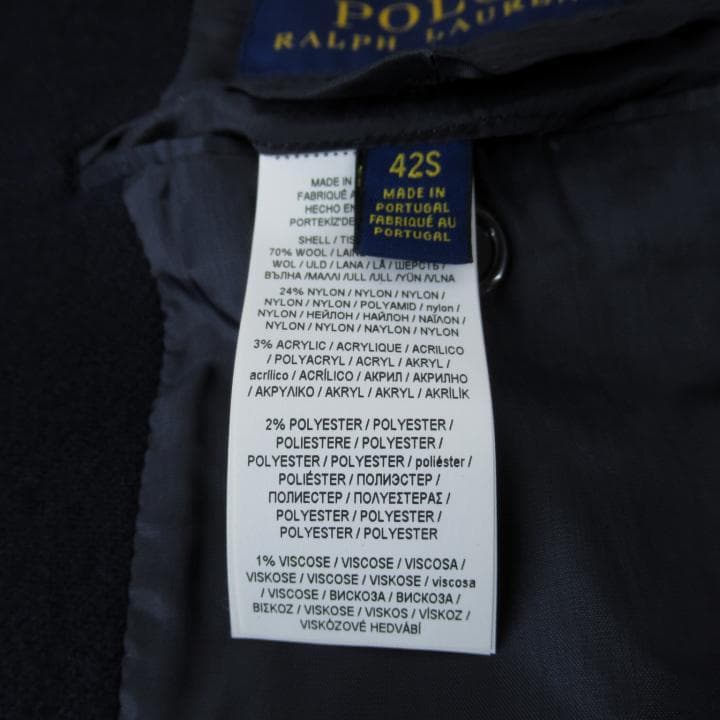 POLO RALPH LAUREN ウール混 チェスターコート 42S ネイビー