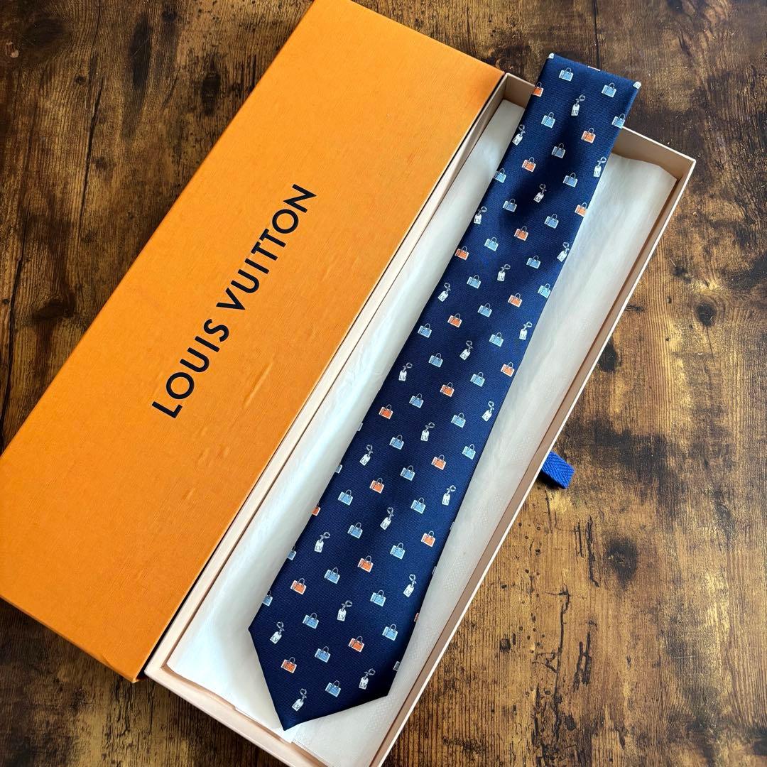 M73715 ルイヴィトン シルクネクタイ　ネイビー
