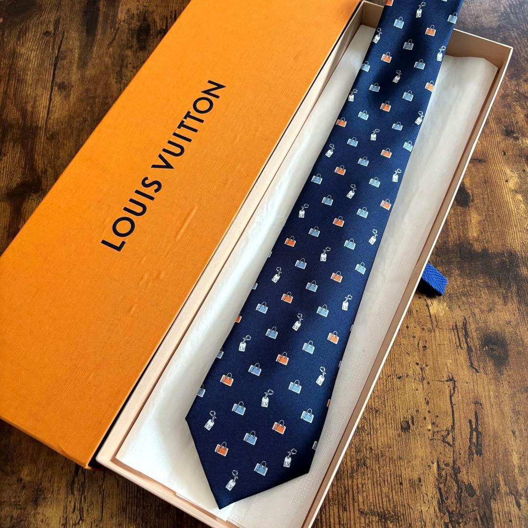 M73715 ルイヴィトン シルクネクタイ　ネイビー