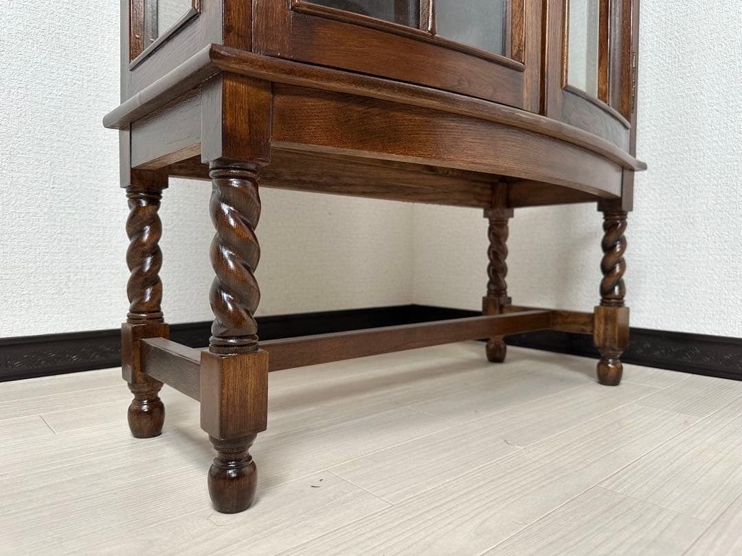 英国 西洋 アンティーク調 サイドキャビネット 飾り棚 ツイストレッグ※i4※