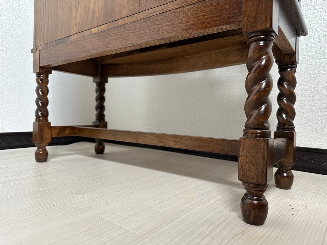 英国 西洋 アンティーク調 サイドキャビネット 飾り棚 ツイストレッグ※i4※