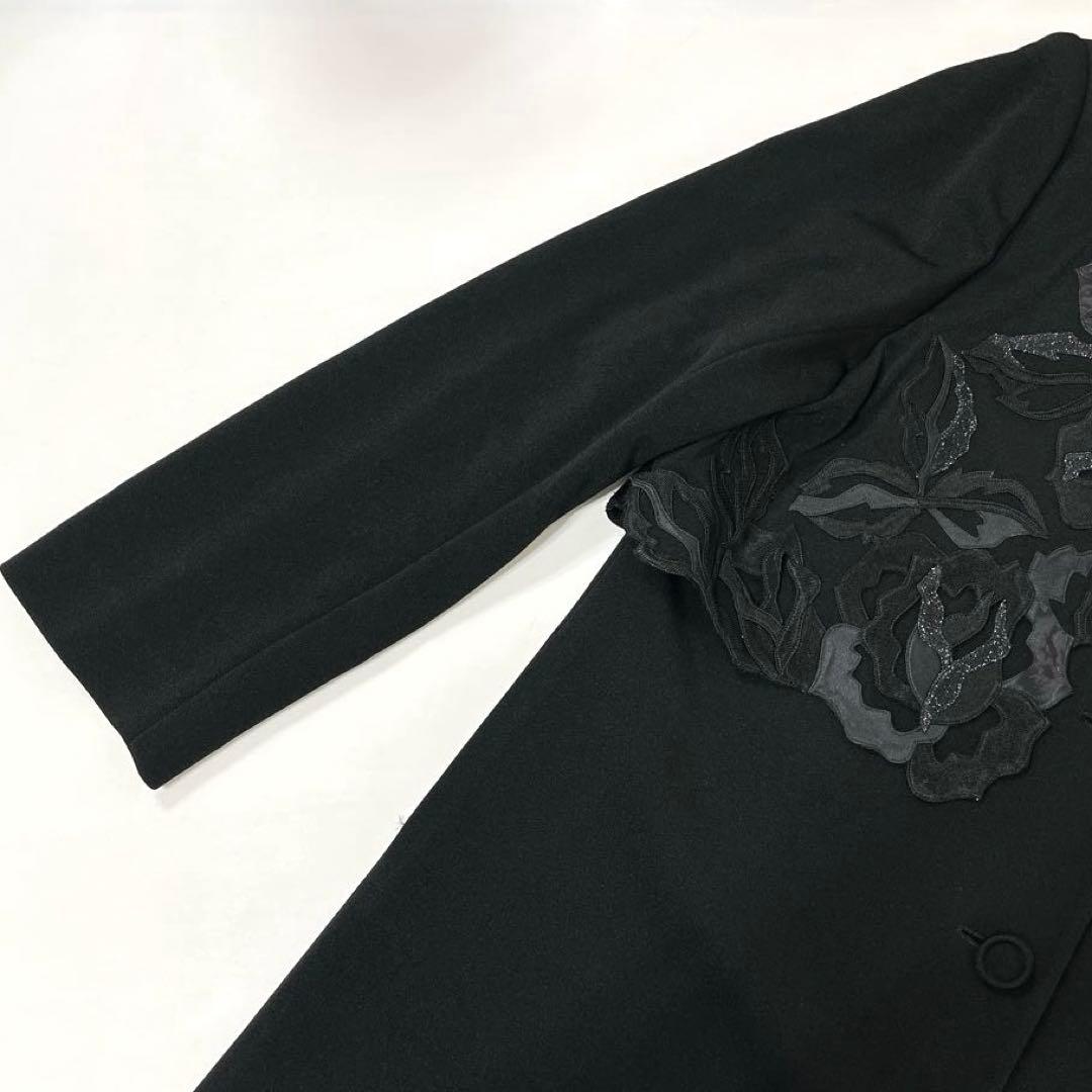 【タグ付き】《Ms.REIKO》レディース　ケープ風ミドル丈コート　ブラック