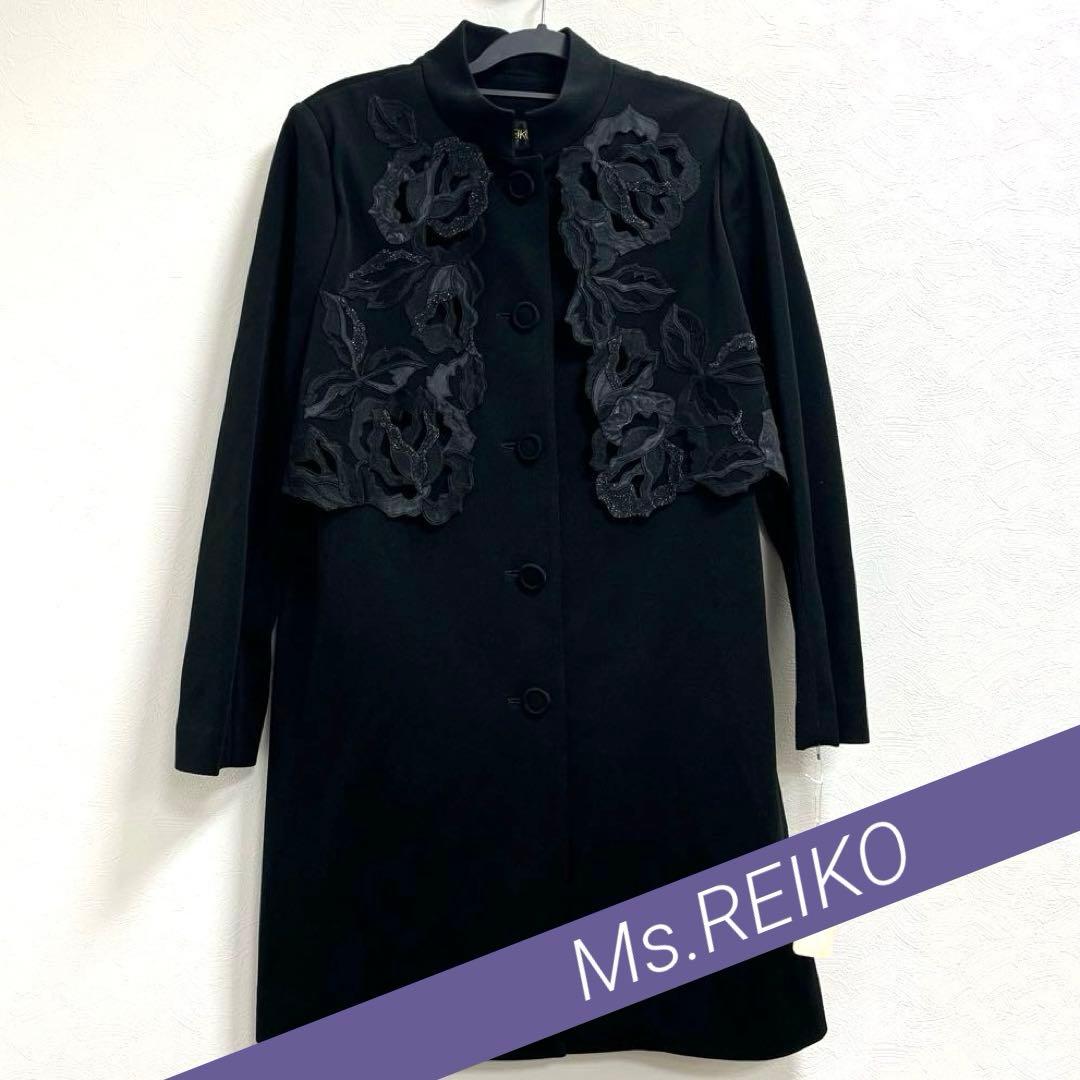 【タグ付き】《Ms.REIKO》レディース　ケープ風ミドル丈コート　ブラック