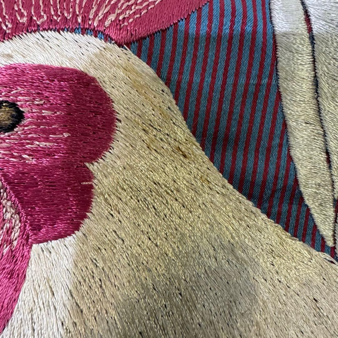 ぬ*ぬ様 アンティーク　刺繍　名古屋帯　刺繍帯　正絹　鶏　ひよこ　花