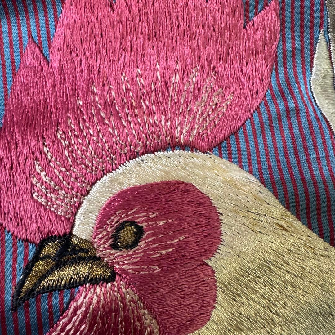 ぬ*ぬ様 アンティーク　刺繍　名古屋帯　刺繍帯　正絹　鶏　ひよこ　花