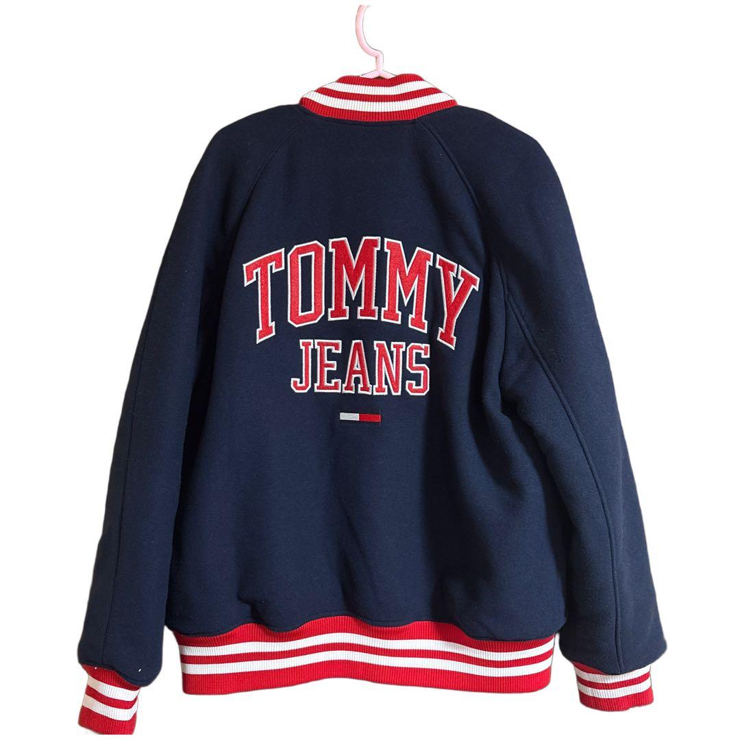 希少  JEANS スタジャン 両面プリント L ネイビー×レッド