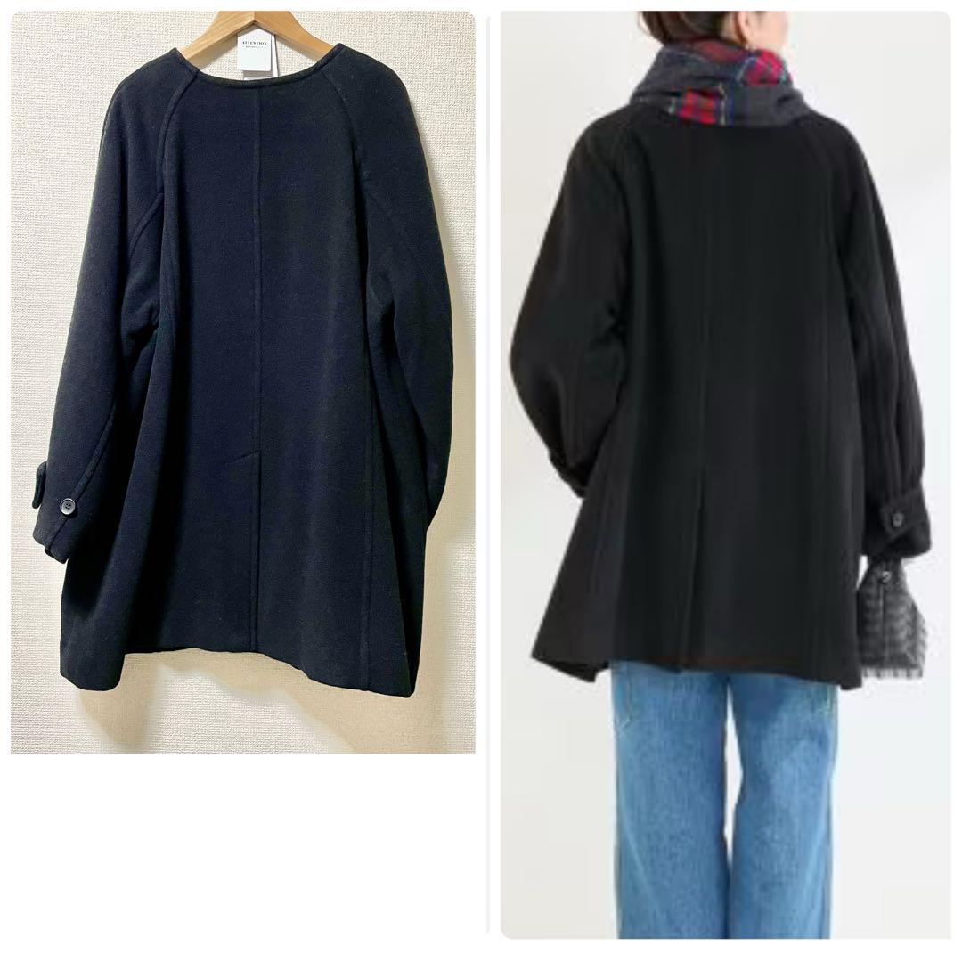 B.C STOCKソフトビーバーWボタンボクシーミドルコート＊マフラー巻きやすい