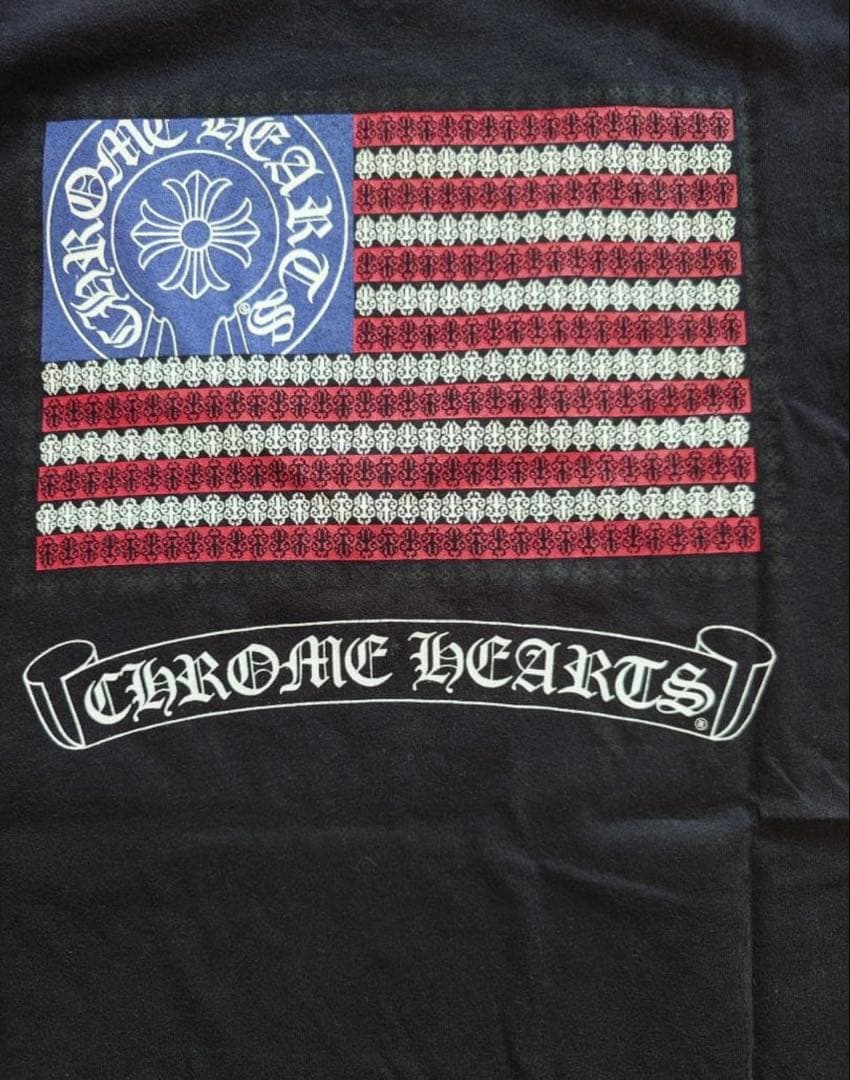 クロムハーツ CHROME HEARTS アメリカ国旗 Vネック Tシャツ S