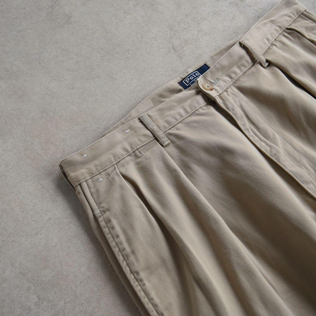 90s ラルフローレン ポロチノ ツータックチノ ベージュUSA製W34 L32