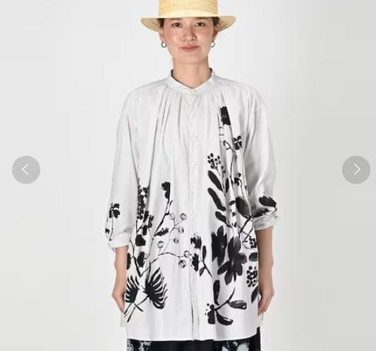 (希少)45R　フォーティーファイブアール 墨絵フラワープリントブラウス