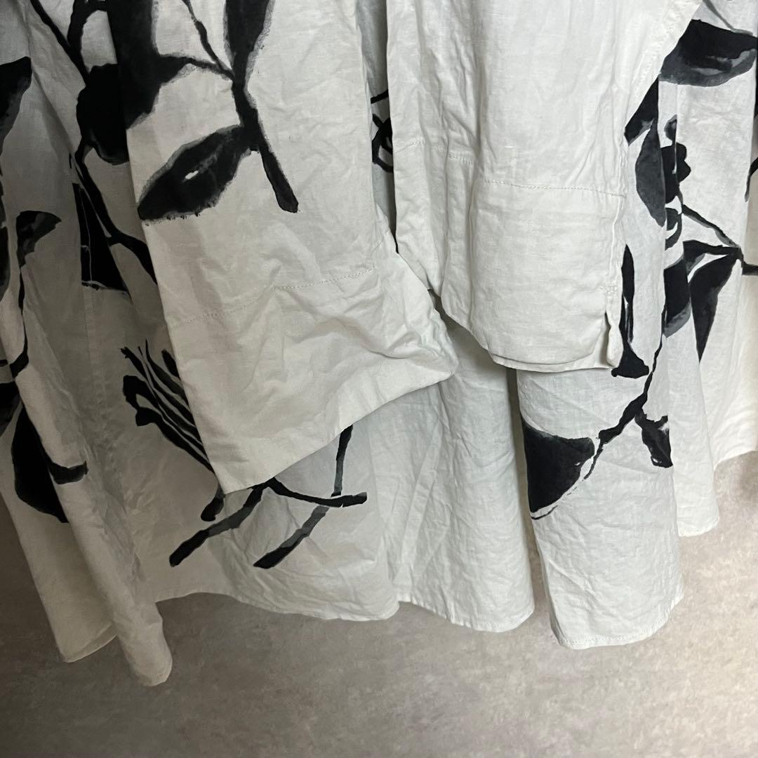 (希少)45R　フォーティーファイブアール 墨絵フラワープリントブラウス